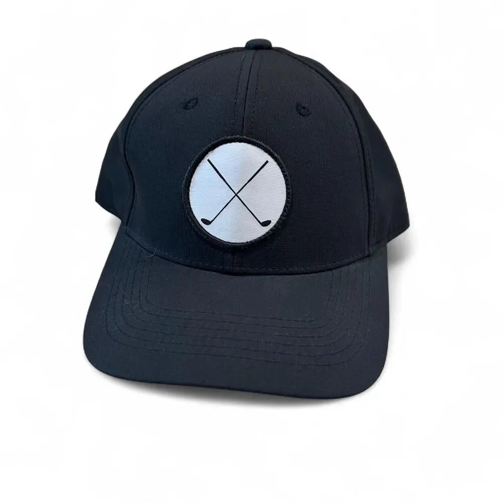 Signatures Black Crossed Golf Clubs Snapback Hat